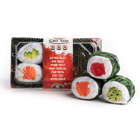 Fab Cat Toy Sushi Rolls Tray 6 Pack