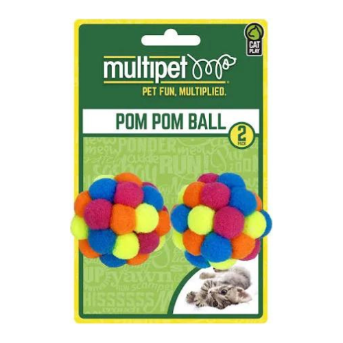 POMPOM BALL W RATTLE ASST