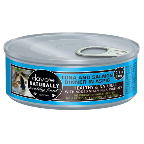 Dave's Naturally Healthy Cat Grain Free Tuna & Salmon in Aspic 5.5oz Can