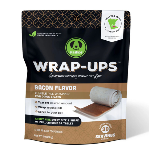 Stashios Wrap Ups Bacon Flavor Pill Wrapper For Dogs & Cats 30 Count