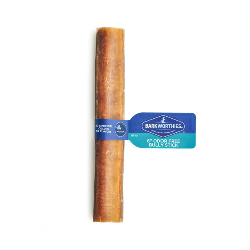 Barkworthies Dog Chew Odor Free Bully Stick 6''