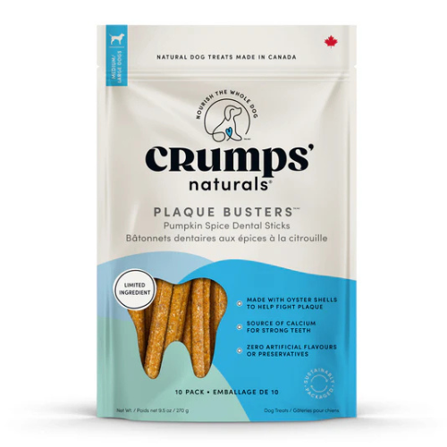 Crumps Naturals Dog Treats Plaque Busters Pumpkin Spice 7" 8 Count