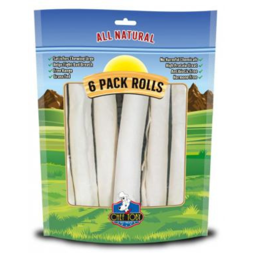 Chef Toby Dog Chews Dental Rawhide Rolls 10'' 6 Pack