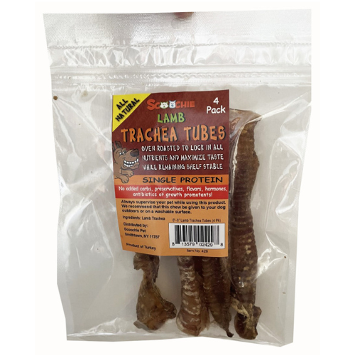 Scoochie Dog Chew Lamb Trachea tubes 6-8" 4pk