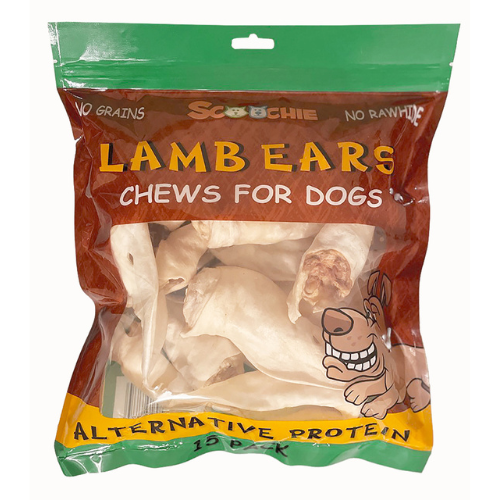 Scoochie Dog Chew Lamb Ears 15pk