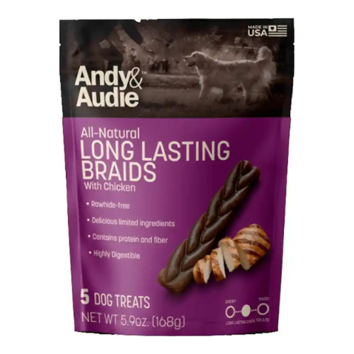 Andy & Audie Alternative Dog Chew Chicken Braid 5.9oz