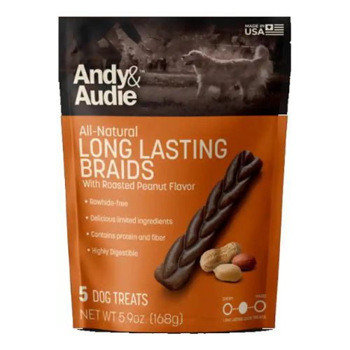 Andy & Audie Alternative Dog Chew Roasted Peanut Braids 5.9oz