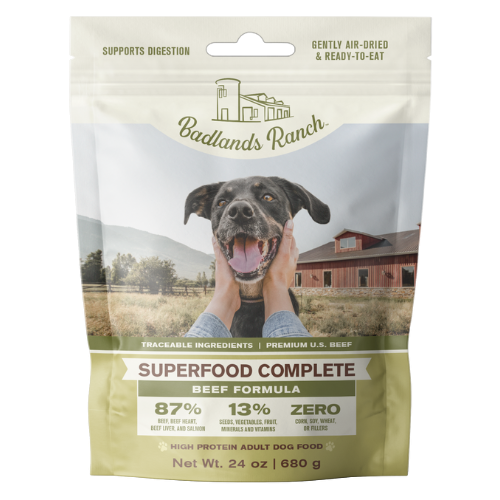 Badlands Ranch Superfood Complete Beef Air Dried Dog Food 24oz