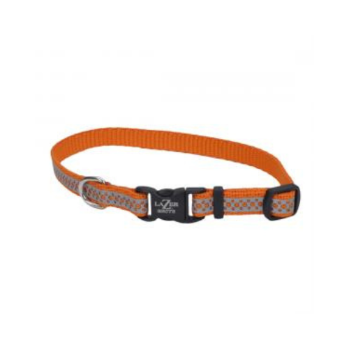 Lazer Brite Reflective Adjustable Dog Collar 3/8 x 12'' Orange Abstract