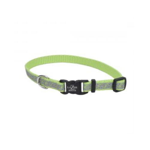 Lazer Brite Reflective Adjustable Dog Collar 5/8 x 18'' Lime Geometric