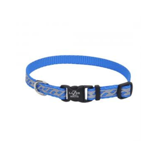 Lazer Brite Reflective Adjustable Dog Collar 5/8 x 18'' Blue Wave