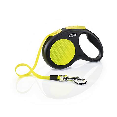 Flexi Cord Tape Dog Leash Reflective Retractable Medium 16' Neon Yellow