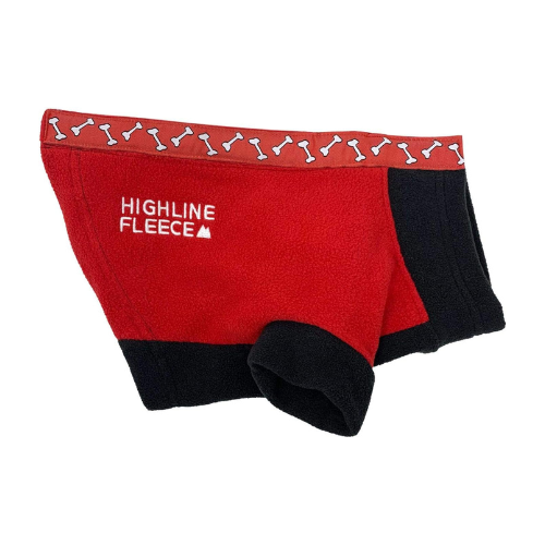 Doggie Design Highline Fleece Coat Red & Black With Bones 10