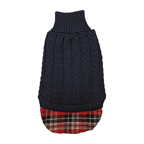 Fashion Pet Un-tucked Cable Sweater Navy Large