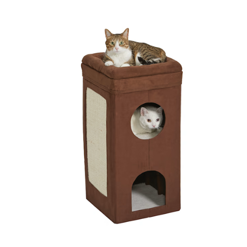 Midwest Curious Cat Brown Double Unit Cube Condo