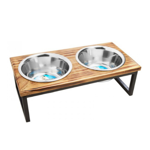 Indipets Contemporary Wooden Double Diner 64oz