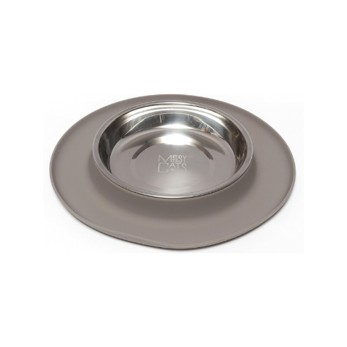 Messy Cats Silicone Single Feeder Gray