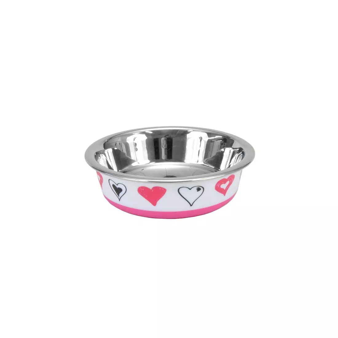 Maslow Cat Bowl Heart Pink & White Stainless Steel 6oz