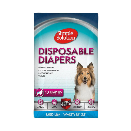 Simple Solution Dog Disposable Diaper Medium 12 Pack