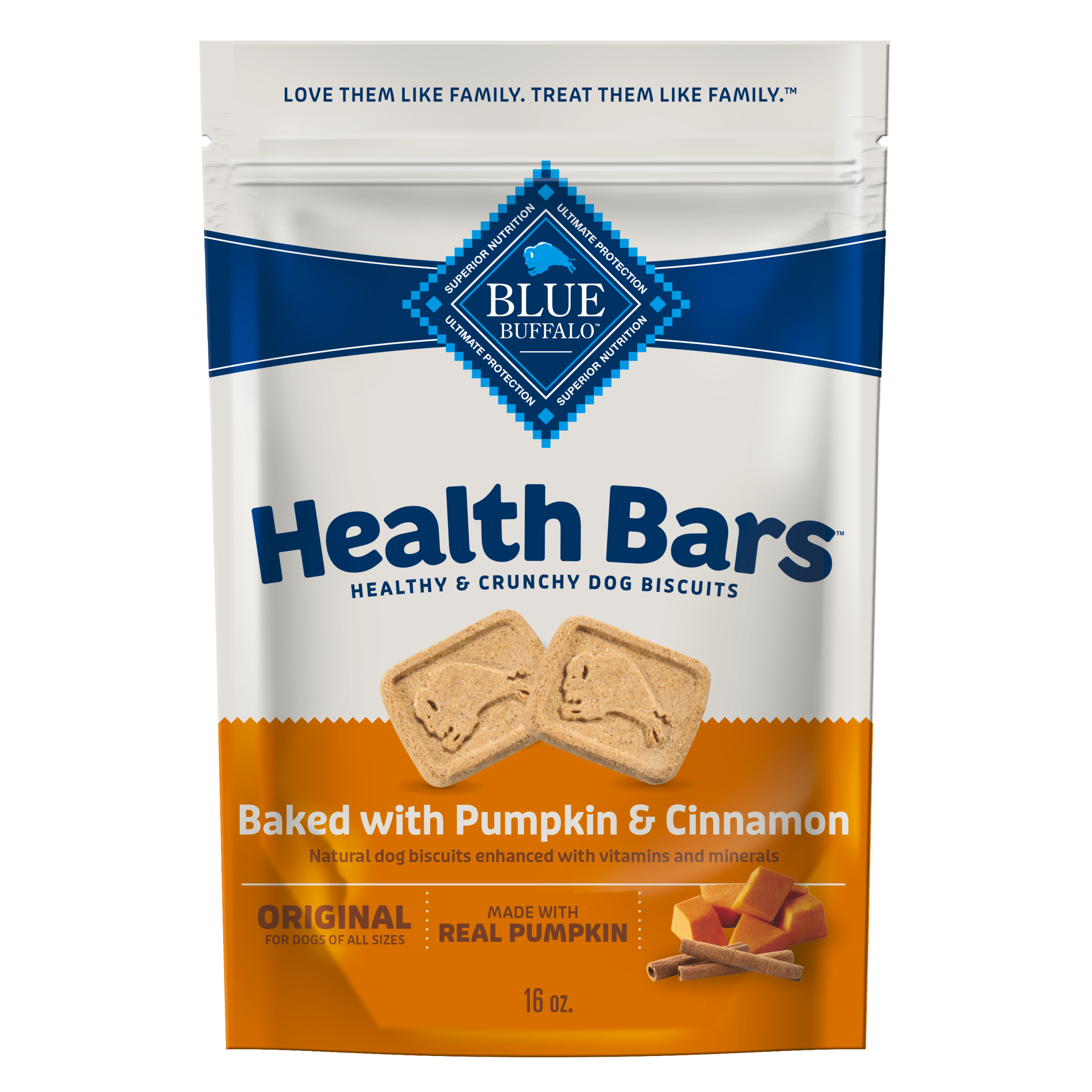 Blue Buffalo Dog Treat Crunchy Health Bars Pumpkin & Cinnamon 16oz