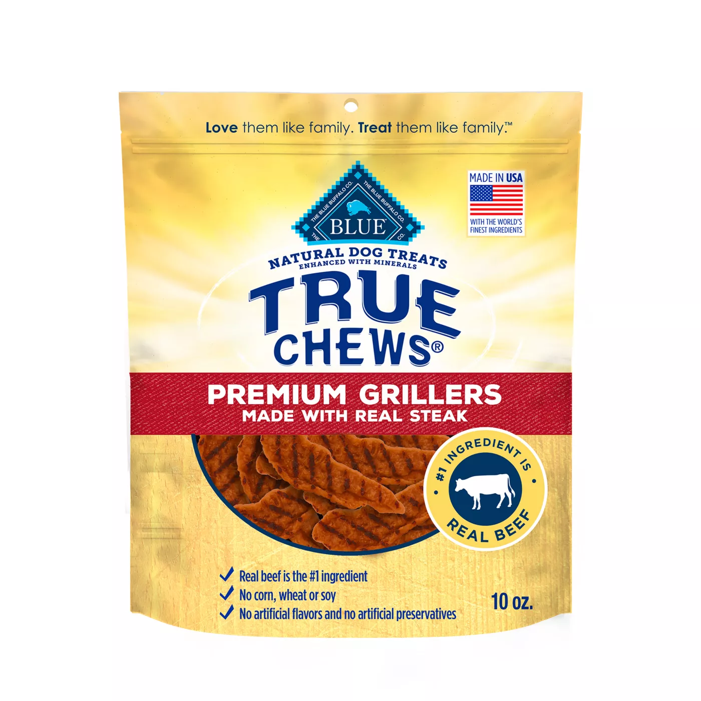 Blue Buffalo Dog Treats True Chews Premium Steak Morsels 10oz