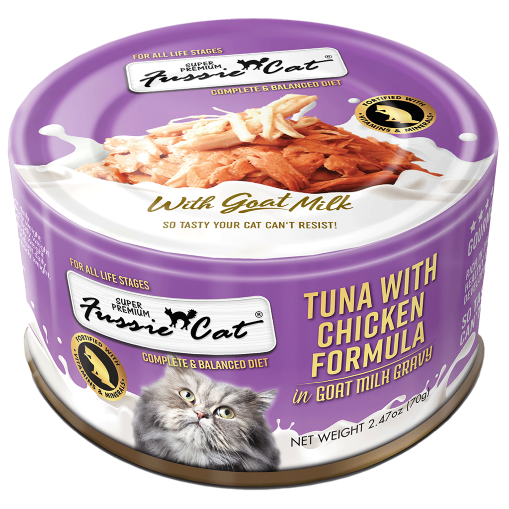 Fussie Cat Tuna & Chicken in Goats Milk 2.47oz Can