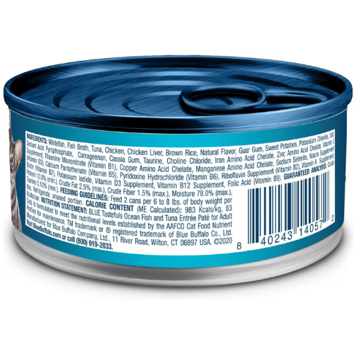 Blue Buffalo Cat Food Tastefuls Pate Ocean Fish And Tuna Entree Can 3oz