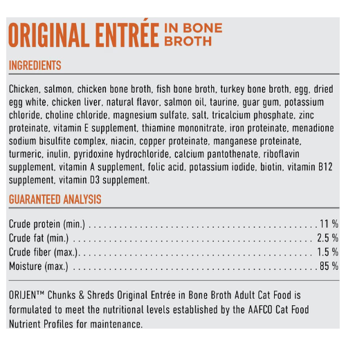 Orijen Wet Cat Chunks & Shreds Original Entree in Broth 5.5oz Can