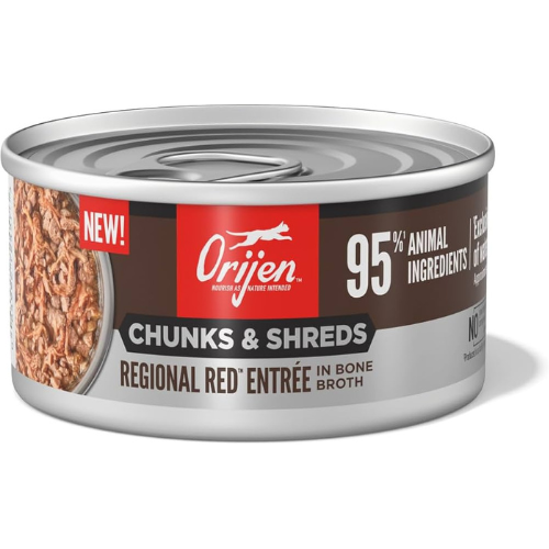 Orijen Wet Cat Chunks & Shreds Regional Red Entree in Broth 5.5oz Can