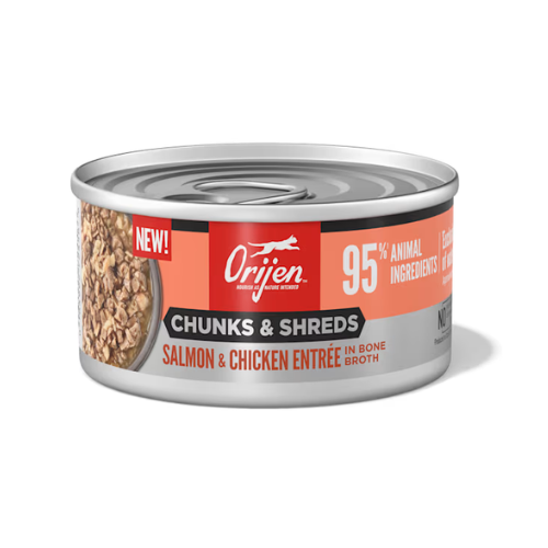 Orijen Wet Cat Chunks & Shreds Salmon & Chicken Entree in Broth 3oz Can