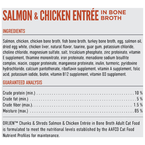 Orijen Wet Cat Chunks & Shreds Salmon & Chicken Entree in Broth 3oz Can