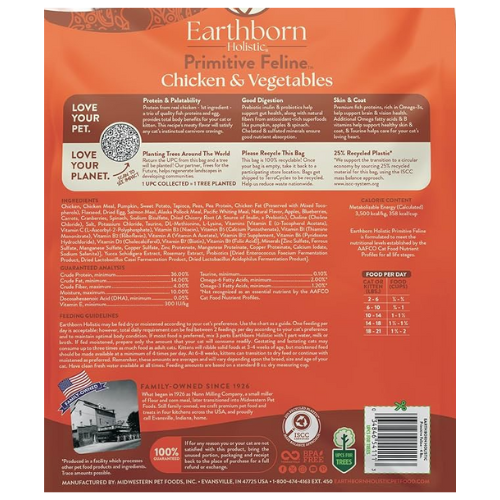 Earthborn Holistic Cat Grain Free Primitive Feline 12.5#