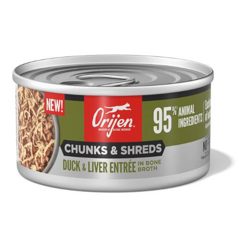 Orijen Wet Cat Chunks & Shreds Duck Entree in Broth 3oz Can