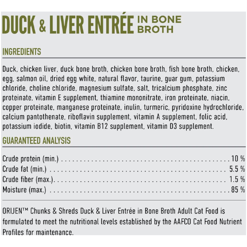 Orijen Wet Cat Chunks & Shreds Duck Entree in Broth 3oz Can