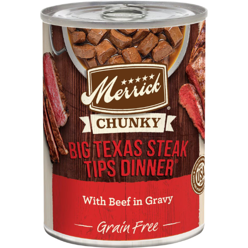 Merrick Chunky Dog Big Texas Steak Tips Dinner 12.7oz Can