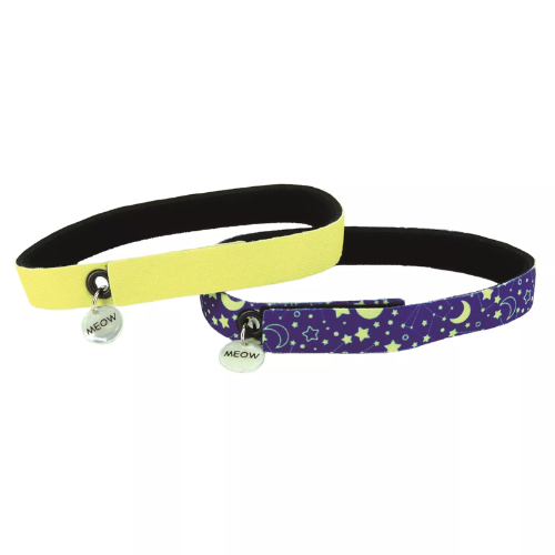 Coastal Elastacat Flex Fit Cat Collar Yellow Stars 2pk