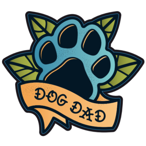 "Dog Dad" Paw Leaf Large Sticker