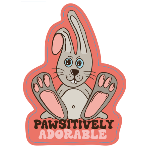 "Pawsitively Adorable" Bunny Rabbit Large Sticker