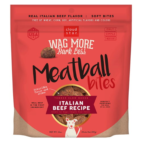 Wag More Bark Less Dog Treat Grain Free Beef Meatball Bites 14oz