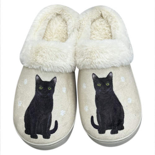 Black Cat Slippers LG XL
