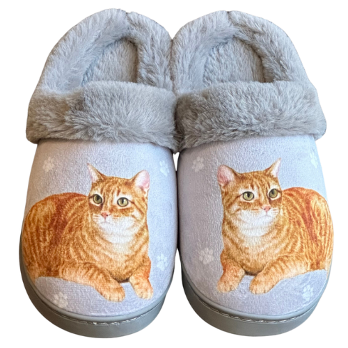 Orange Tabby Cat Slippers LG XL