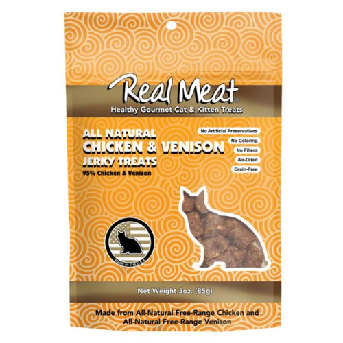 The Real Meat Company Cat Treats Chicken & Venison Jerky 3oz
