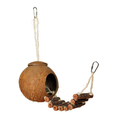 Prevue Pet Products Naturals Forage & Engage Coco Hideaway w Ladder Bird Toy