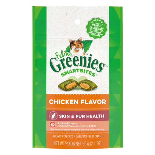 Greenies Smartbites Cat Treats Healthy Skin & Fur Chicken 2.1oz