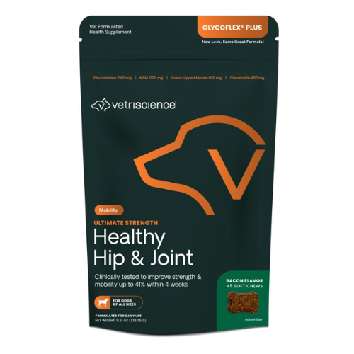 VetriScience Glycoflex+ Hip & Joint Dog Supplement Bacon Flavor Soft Chew