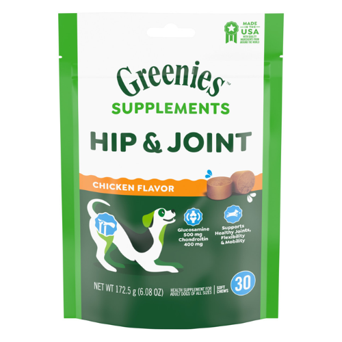 Greenies Dog Hip & Joint Supplement Chicken Flavor 30ct