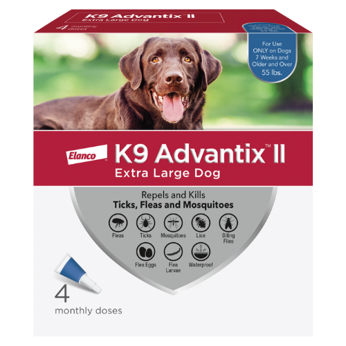 K9 Advantix II Topical Extra Large Dog 55#+ Flea & Tick Treatment 4CT