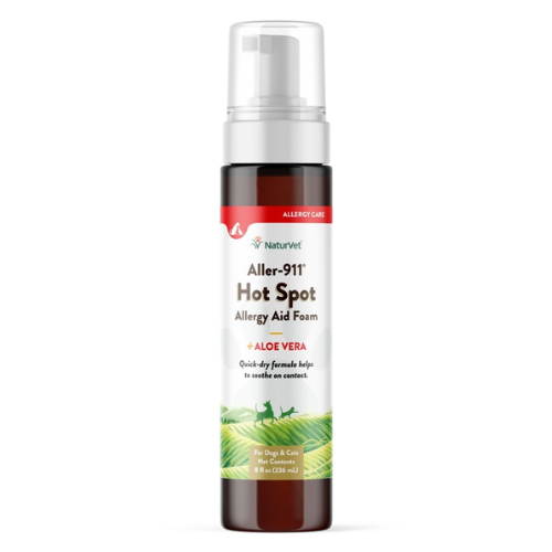 NaturVet Aller-911 Hot Spot Allergy Aid Foam Plus Aloe Vera 8oz