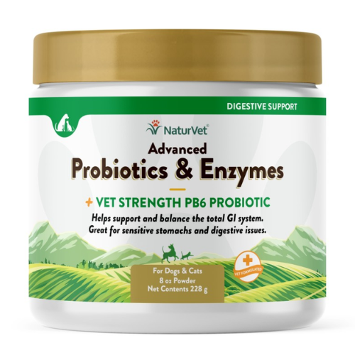 Naturvet Dog & Cat Advanced Probiotics & Enzymes Powder Supplement 8oz