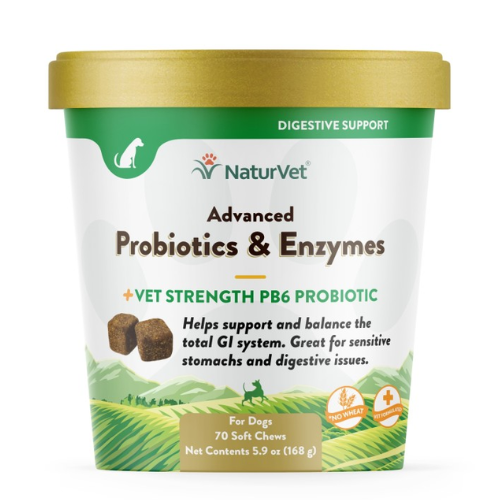 NaturVet Dog Advanced Probiotics & Enzymes Plus Chews 70CT